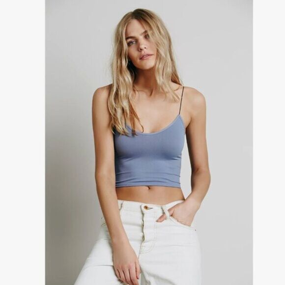 Free People XS S Brami Gray Grey Cami Crop Tank Boho Coquette BalletCore Sexy - Picture 1 of 5